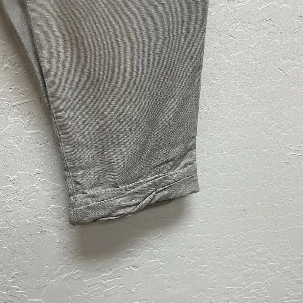 Wilfred Pants Womens 2 Cropped Cuffed Drawstring Lyocell Linen Gray‎ Button Fly